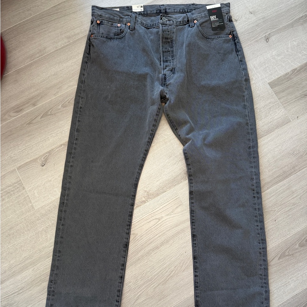 NWT Levi's Premium 501 Original Fit Gray Button Fly Jeans Sz 40x32